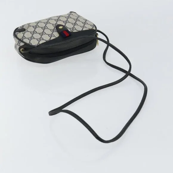 Authentic GUCCI GG Supreme Sherry Line Shoulder Bag PVC Navy Red 89 02 066 - Picture 14 of 16